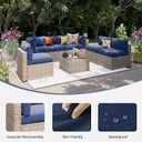 Aoxun 14pcs Patio Cushion Covers Replacement, Waterproof Outdoor Furniture Cushion Covers with Zipper and Non-Slip Bottom, Patio Sofa Couch 3 Sizes for Patio Sectional, Covers Only (Navy)