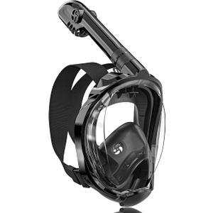 QingSong Full Face Snorkel Mask for Adults, Snorkeling Gear with Camera Mount, 180 Degree Panoramic View Snorkel Set Anti-Fog Anti-Leak
