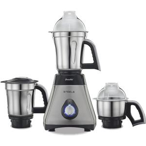 Preethi Steele Mixer Grinder with Turbo Vent and Improved Couplers (13 x 8.6 x 12.5 inches, Black, Silver)