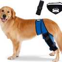 Dog Knee Brace Hind Leg - Orthopedic Brace for Dogs - Integrated Support Strap for Canine Cruciate Ligament, Luxating Patella, Dislocation Injury - Includes Bandana Collar - Blue & Black