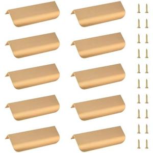 MOROBOR 10 PCS Aluminum Alloy Invisible Handle Wardrobe Handle for Cabinet Hardware Drawer, 120 mm/Brushed Gold