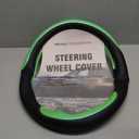 Road Comforts Steering Wheel Cover  Breathable Leather Steering Wheel Cover, Anti-Slip Grip, Universal Fit 14.5 to 15, Heat & Cold Resistant for Cars, SUVs, and Trucks  Black & Shining Green