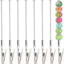 PATIKIL Long-Tailed Alligator Clamp, 8 Pcs 5.3 inch/135mm Metal Wire Alligator Clamp Beadable Alligator Photo Clips for Picture Note Menu Memo DIY Decor Crafts, Silver