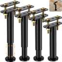 VETIN 4Pcs Adjustable Height Bed Support Legs 7.08-12.6 inch, Extra Durable Steel Bed Frame Support Legs with Wider Base, Bed Slat Support Leg for Heavy Duty/Wooden/King/Queen Bed Frame