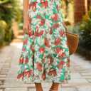 KIRUNDO Women's 2025 Fall High Waist Boho Floral Maxi Skirt Trendy Casual Flowy Swing Pleated A Line Beach Long Skirts (M)