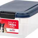 IRIS USA Airtight Dog Food Storage Container, Up to 14 lbs, Dog Cat Bird and Other Pet Food Treats Storage Bin, Dog Cat Wet Food Cans, Keep Fresh, BPA Free, Stackable, Navy