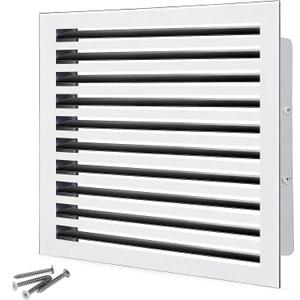 20x20 Modern AC Vent Cover Decorative Air Vent Register Grille, Linear Slot Diffuser, Adjustable Airflow, Quiet Operation, HVAC Vent Cover for Ceiling, Wall & Floor, White Aluminum Alloy