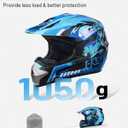 OUMURS Youth Dirt Bike Helmet DOT Approved, Kids Full Face Motocross Helmet | 5-in-1 with Goggles,Gloves,Storage Bag,Exclusive Design,Ultra-Light, Washable Liner,ATV UTV BMX MX Off-Road Racing, Medium, Dino Blue