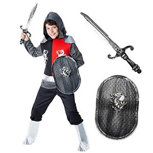 Morph Boys Medieval Knight Costume, Silver, Large