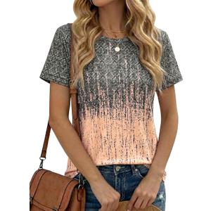 Cicy Bell Womens Summer Floral T-Shirts Casual Short Sleeve Tops Basic Tees (Gray)