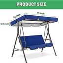 Swing Canopy Replacement Cover, Waterproof Sun Shade Porch Swing Canopy Replacement Top for 2-3 Seater Outdoor Garden Yard Patio Swing Cover (Red, 75525.9 Inch)