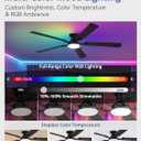 ZMISHIBO 60 Inch Ceiling Fans with RGB Lights, Low Profile Flush Mount Ceiling Fan with Alexa/App/Remote, Dimmable 20W LED Light, Black Modern Fan for Living Room, Bedroom, Game Room