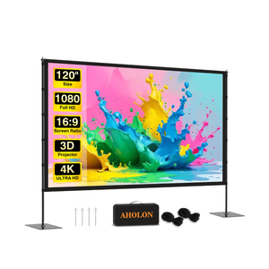Outdoor Projector Screen with Stand - 120 inch Portable Projector Screens Indoor Outdoor Projector Screen 16:9 4K HD Outdoor Movie Screen with Carry Bag,Enioy Home Theater Projection Screen.