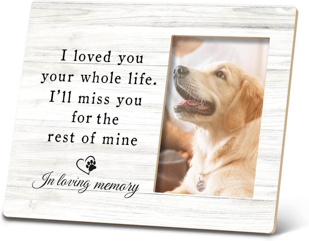 SRADMO Pet Memory Picture Frame - 108 inch Wooden Tabletop Photo Frame for Pet Owners, Memorial Gift for Loss of Dog or Cat