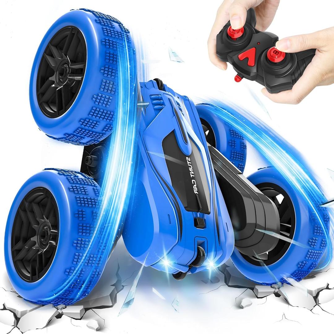 A ALPHA Remote Control Car, RC Stunt Car Double-Sided 360 Rotating 4WD 2.4GHz Kids Toys for Ages 5-7 8-13, Birthday Xmas Gift for Boys Girls Age 4 5 6 7 8 9 10+