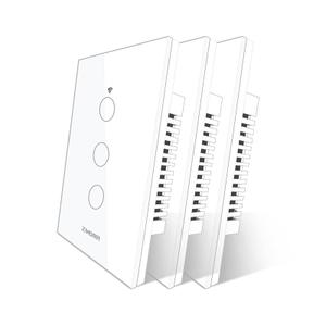 Smart Touch Wall Light Switch with Matter, Tempered-Glass Panel, Neutral Wire Required, Single-Pole, 2.4GHz Wi-Fi, App/Voice Control with Alexa/Google/Apple Home, Timers & Schedules 3Gang - 3Pack