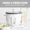 GreenLife Rice Cooker with Removable PFAS-Free Ceramic Nonstick Pot, 3-Cups Uncooked/6-Cups Cooked, Grains & Oatmeal Multicooker, Compact One-Switch Design, Auto Keep Warm, Easy Clean, White