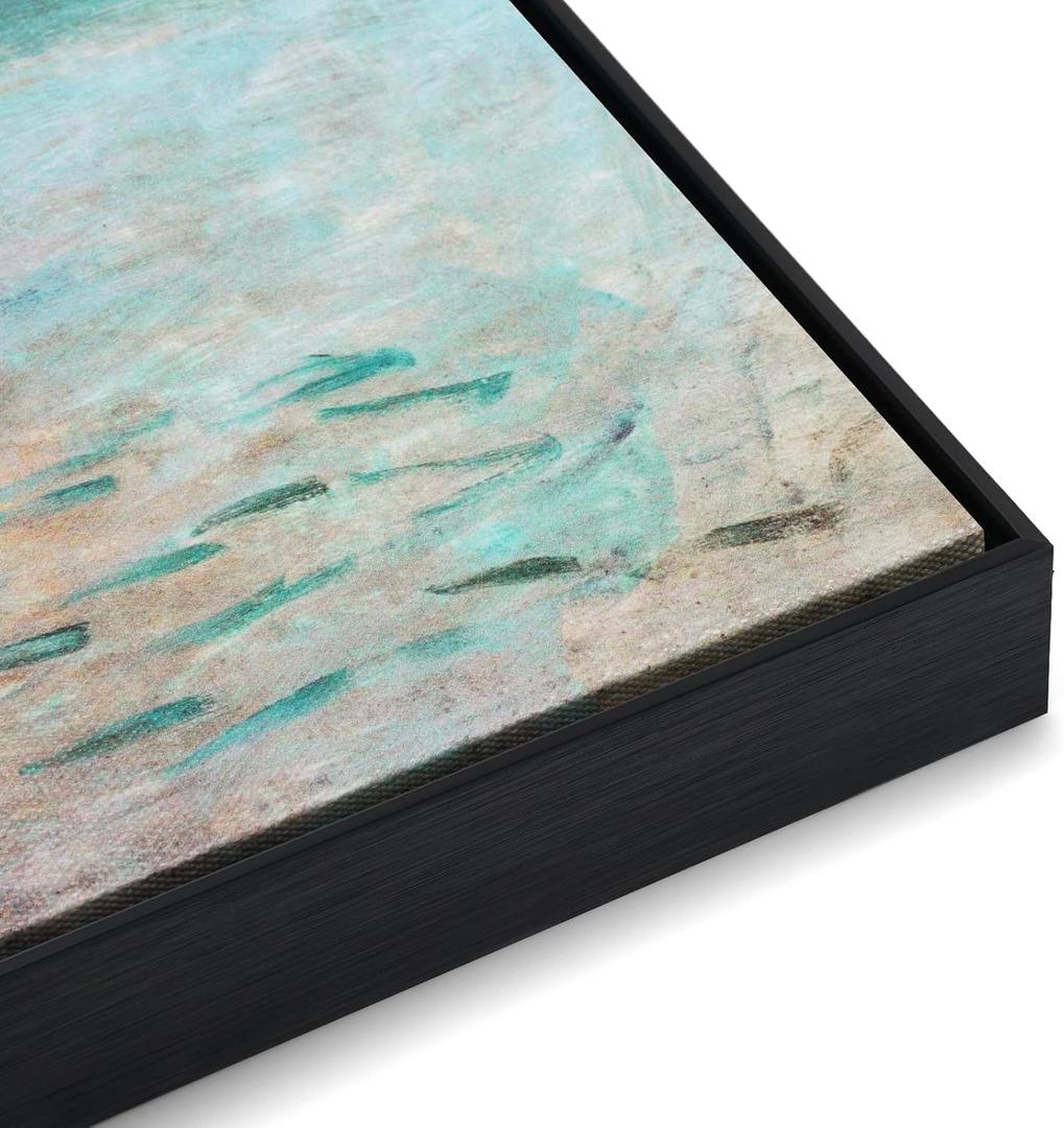 Canvas Floating Frame for 20x24 Abstract Art, 0.86" Deep DIY Metal Floater Frames for Home Office Art Show Exhibition, Modern Wall Decor for Bedroom Hallway Entryway, No Glass & Back (Black)