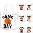 Wesnoy 20 Pcs Basketball Goodie Bags Basketball Party Favor with Handles Reusable Sport Themed Treat Bags for Candy Birthday Party Supplies 8 x 8 x 3.15'' (Orange)