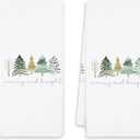 bitCNY Christmas Tree Kitchen Towels Set of 2 - Neutral Christmas Hand Towels, Christmas Dish Towels Neutral, Christmas Hand Towels for Bath,Merry and Bright Christmas Towel,16 x 24 Inch