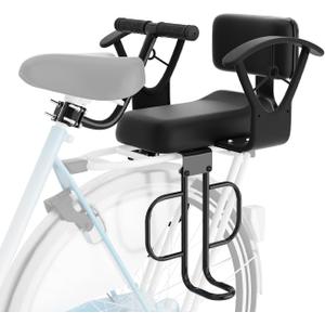 XIEEIX Rear Child Bike Seat,Rear Mounted Child Bike Seats,Back Mount Child Seat with Back Rest Armrest Foot Pedals,Width Adjustable Bicycle Rear Seat,Fits All Bicycle Rear Frames
