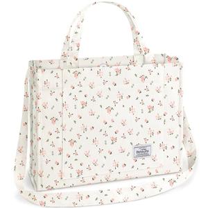 BINSUNS Corduroy Tote Bag for Women - Large Satchel Bag Tote Bag Aesthetic Crossbody Bag Handbag - School Work Travel Shopping Beach(Large- Pink Flower)