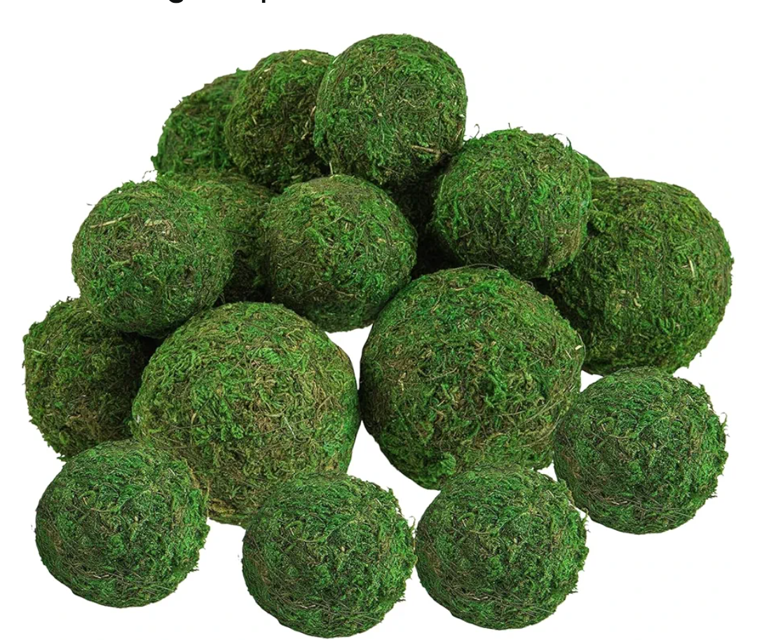 Biubee 15 Pack Decorative Faux Dried Moss Ball Handmade Sphere Moss Gift for Home Dough Bowl Vase Chinoiserie Decors Party Wedding Display