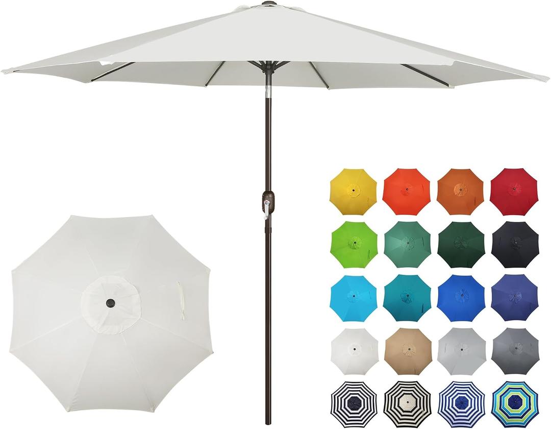 Blissun 10FT Outdoor Patio Umbrella, Outdoor Table Umbrella, Yard Umbrella, Market Umbrella with 8 Sturdy Ribs, Push Button Tilt and Crank