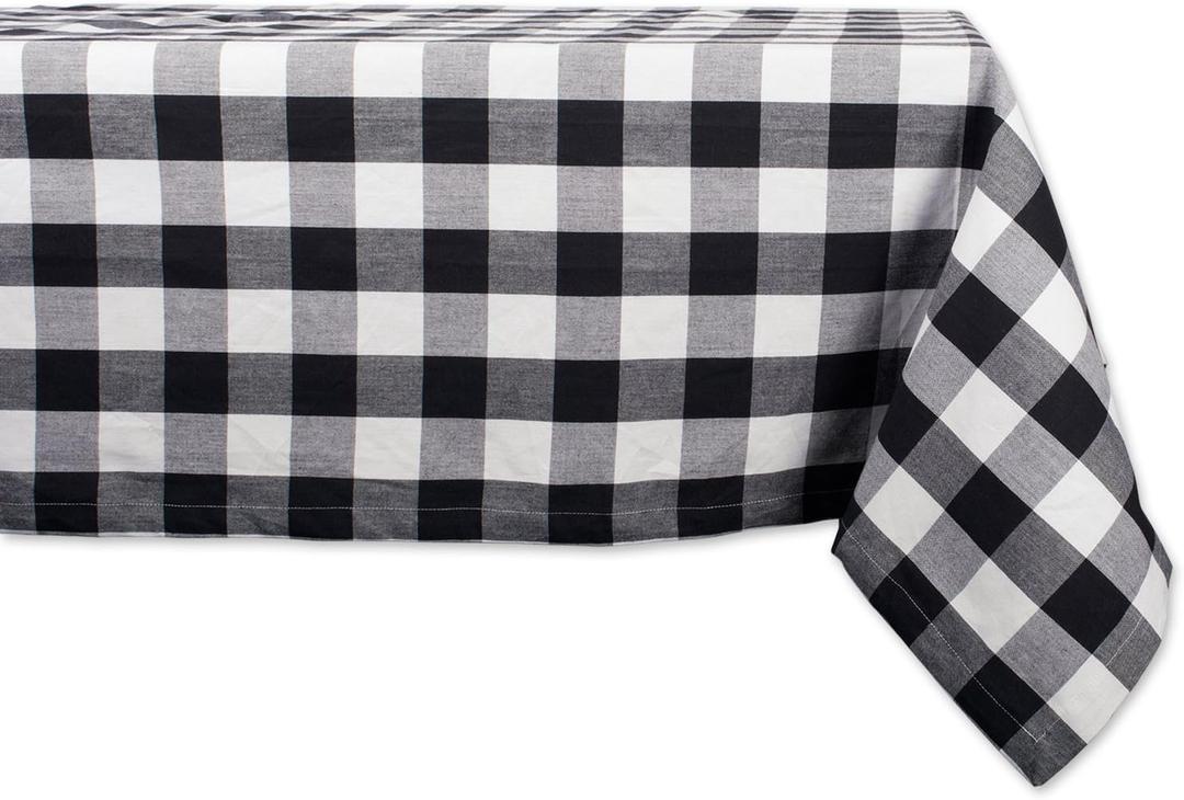DII Buffalo Check Collection, Classic Farmhouse Tablecloth, 60 x 104, Black & White
