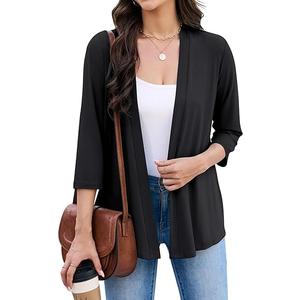 Yekaty 3/4 Sleeve Cardigan for Women Lightweight Thin Open Front Summer Soft Drape Cardigans, Large