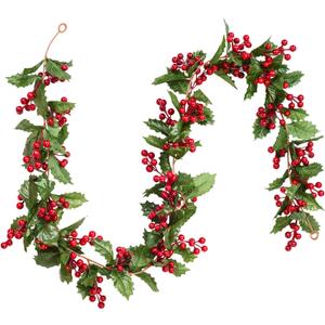 DearHouse 6FT Red Berry Christmas Garland, Flexible Artificial Berry Garland for Indoor Outdoor Home Fireplace Decoration for Winter Christmas Holiday New Year Decor (Green)