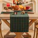 Green Blue Plaid Christmas Table Runner, Winter Holiday Table Runners 72 inches Long Xmas Decorations Indoor Outdoor Farmhouse Home Kitchen Dining Party Decor, 3x72"