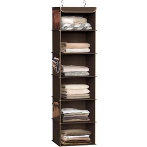 Simple Houseware 6 Shelf Hanging Closet Organizer, Brown