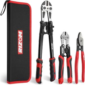 3-Piece Bolt Cutter Pliers Set, 14" Heavy Duty Bolt Cutter, 8" Mini Bolt Cutter, 8" Wire Cable Cutter with Carrying Bag, Cr-V Blade for Cutting Locks, Steel Wire, Barbed Wire, Chains