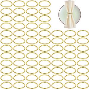 Set of 100 Elegant Gold Napkin Rings, Stainless Steel Rotundity Napkin Rings for Wedding, Christmas, Party Table Settings