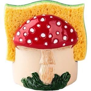 Mushroom Kitchen Sponge Holder Red Ceramic Sponge Holder For Kitchen Sink Dish Caddy Decor For Sink Accessories