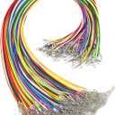 100 Pcs Waxed Necklace Cord, 18 Inch Rope Necklace String with Clasp for Necklace Bracelet Jewelry Making Accessories (Thickness 1.5mm, Multicolor)