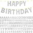 TaoBary 112 Pcs DIY Letter Kit Glitter Customizable Banner Letters Include 107 Letters and Numbers 3 Rope and 2 Needles for Birthday Halloween Christmas Wedding Valentine Party Decor(Silver)