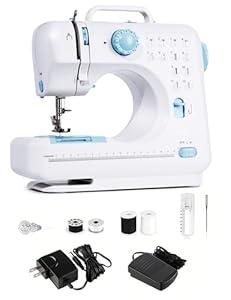 Sewing Machine for Beginners - Portable Electric Hand Mini Sewing Machine with Extension Table 12 Built-In Stitches with 2 Speed Foot Pedal Small Handheld Maquina de Coser Blue