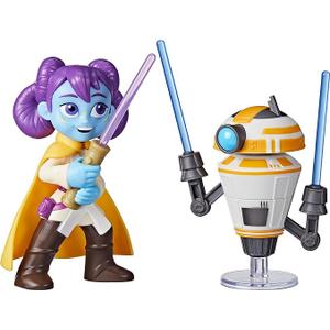 Star Wars: Young Jedi Adventures Pop-Up Lightsaber Duel, LYS Solay & Training Droid Action Figures, 4-Inch Scale Toys, Preschool Toys for 3 Year Old Boys & Girls