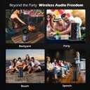 Large Party Bluetooth Speaker, 260W Peak Powerful Loud Sound with Deep Bass, 15Hr Playtime, Fast Charge, RGB Cool Light Show, TWS, Portable for Outdoor Beach, Camping, Backyard, Work, Home (Black)