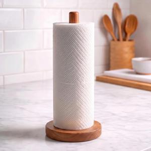 CHAUNCEY HOME Acacia Wood Paper Towel Holder Stand – Wooden Kitchen Paper Towel Holder Countertop, Freestanding Roll Holder for Kitchen & Bathroom & Farmhouse, Standard