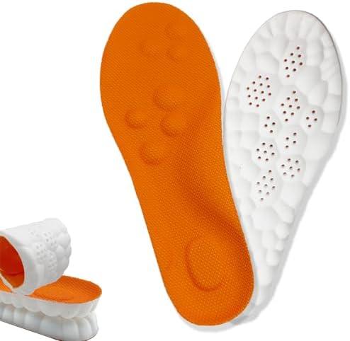 2026 New Steppers Insoles for Men & Women,4D Cloud Massage Memory Foam Insoles with Arch Support for All-Day Comfort(Orange, Men 9 / Women 10) Pack Of 2