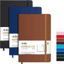 ViVin Lined Journal Notebooks, 3 Pack, (Black, Navy, Brown), 192 Pages, Medium 5.5 x 8.3 inch, College Ruled, A5 Hardcover Notebooks, Journaling Notebooks for Work, Writing, School