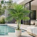 ANTING 4FT Golden Cane Palm, Artificial Palm Tree Large Tropical Faux Palm Trees UV Resistant, Indoor & Outdoor Fake Plant for Living Room, Outside Patio, Office Home Decor