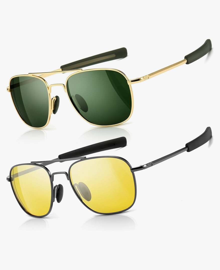 SUNGAIT Men's Military Style Polarized Pilot Aviator Sunglasses Bayonet Temples