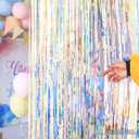 Iridescent Party Streamers Backdrop - GREATRIL Neon Transparent Holographic Tinsel Foil Fringe Curtain for Mermaid/Frozen/Sea/Euphoria/ERAS Party Theme Decorations 3.2ft x 6.5ft 2 PCS