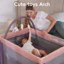 Pamo Babe Pack and Play with Bassinet, Pink Portable Playard for Baby, 39.37 x 25.9 x 27.55 inches