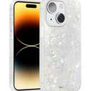 SCORPIFY for iPhone 14 Case [Compatible with MagSafe] with Colorful Pearl Iridescent Design, Cute Clear Magnetic Phone Cover for Women Girls and Men, Bumper with Mother of Pearl Shell Pattern