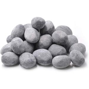 Stanbroil 24pcs Light Weight Ceramic Fiber Pebble Stones for Fire Pit and Fireplace - Grey